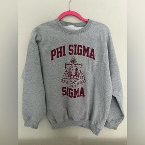 PHI SIGMA SIGMA oversized gray and red sorority crewneck sweatshirt